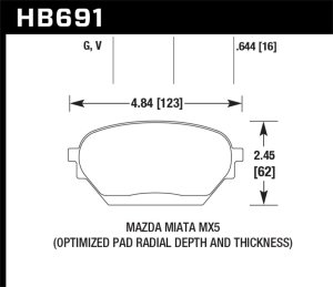 Mazda Miata MX 5 Brake Pad Set - Front - Hawk Performance - DTC-60 - `06-`14 Mazda Miata MX 5 Brake Pad Set - Front - Hawk Performance - DTC-60 - `06-`14